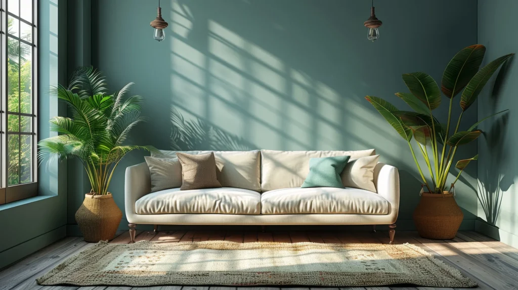 Interno studio con divano, luce naturale e piante, ambiente sicuro per colloqui psicologici